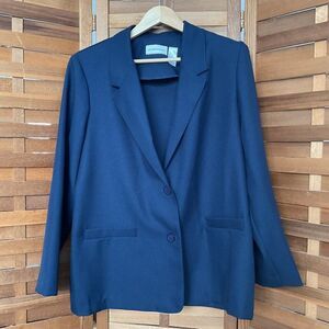 Alfred Dunner Blue Blazer Classic Suit Jacket Women 16 Polyester 2 Button Close